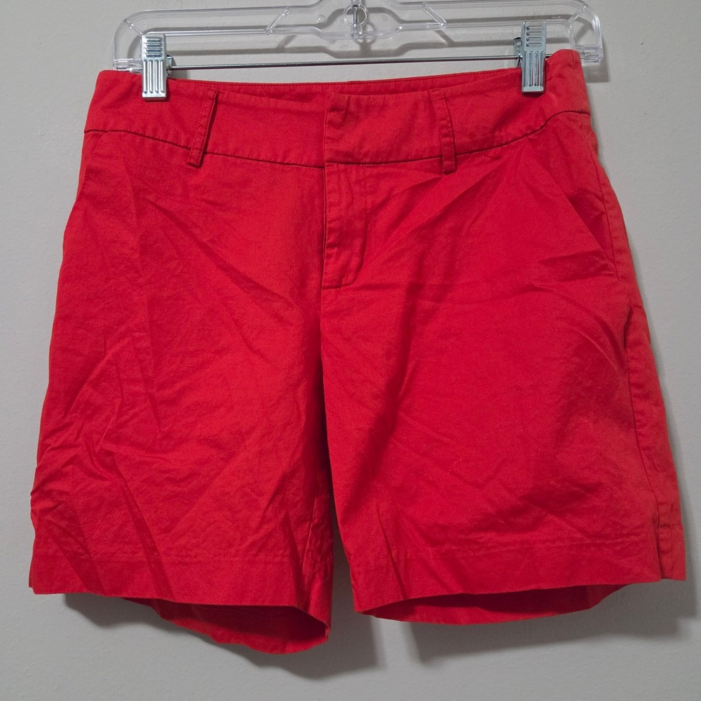 THML Womens Red Cotton Chino Shorts Size‎ Small TMS101 Casual Summer Solid